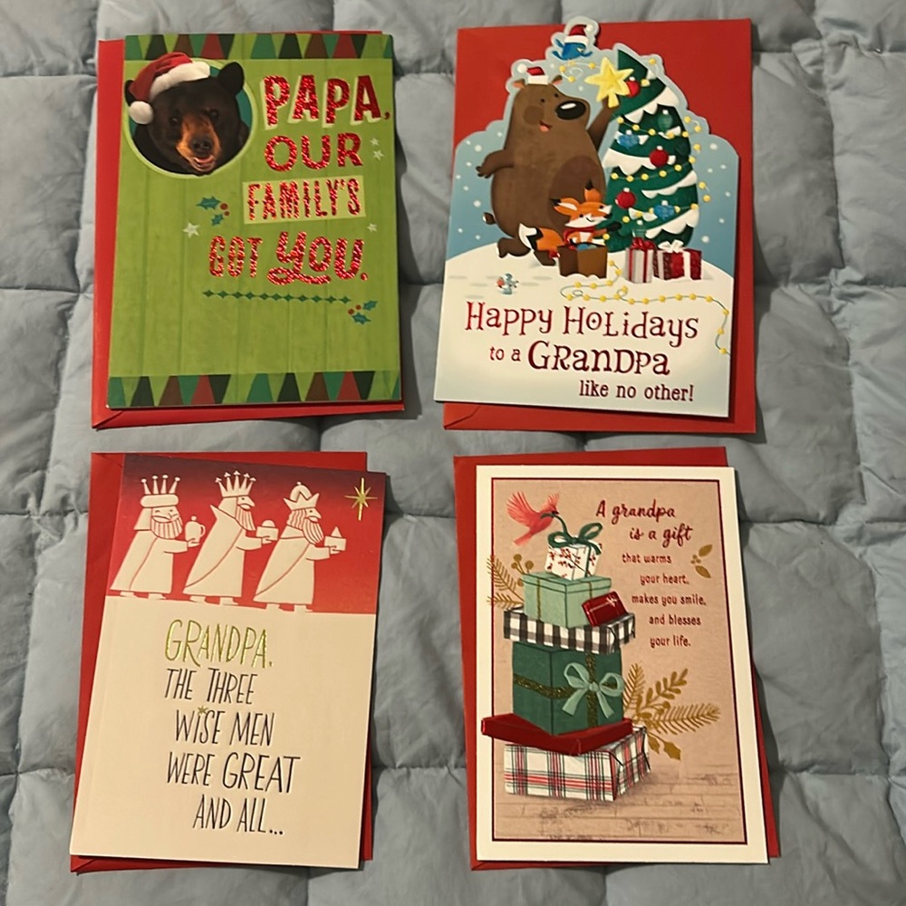 ** 3/$5** Lot of 4 new Hallmark Christmas cards for Grandfather/Grandpa/Papa